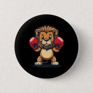 Chapa Redonda De 5 Cm Poder De Knockout Con Este León De Guay Y Boxing G