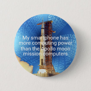 Chapa Redonda De 5 Cm Poder informático Apolo 11