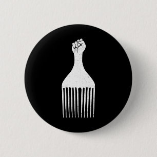 Chapa Redonda De 5 Cm Poder Negro Puño Alzado Afro Pick Historia Negra M