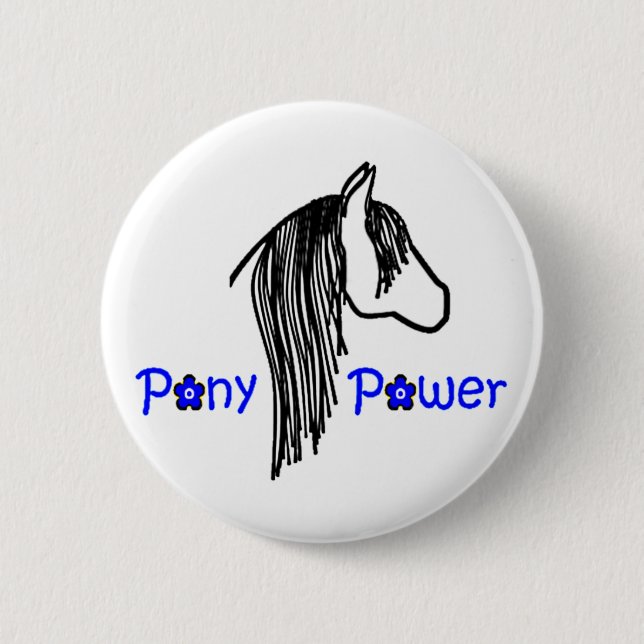 Chapa Redonda De 5 Cm Poder pesimista en caballo azul (Anverso)