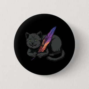 Chapa Redonda De 5 Cm Poeta Gato Negro