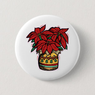 Chapa Redonda De 5 Cm Poinsettia