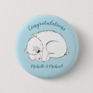 Chapa Redonda De 5 Cm Polar Bear Baby Shower