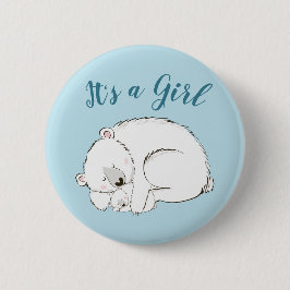Chapa Redonda De 5 Cm Polar Bear Baby Shower