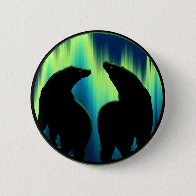 Chapa Redonda De 5 Cm Polar Bear Button / Pin Wildlife Art Button (Anverso)