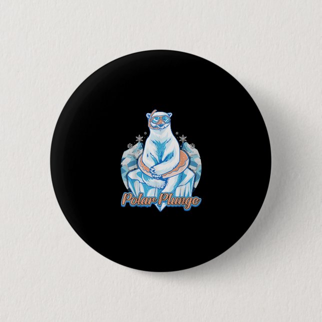 Chapa Redonda De 5 Cm Polar Plunge Ice Jump Funny Bear Polar Winter Swim (Anverso)