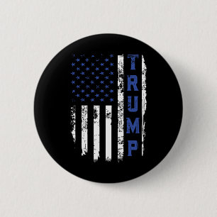 Chapa Redonda De 5 Cm Policía de Trump Línea Azul Fina Republicano Polic