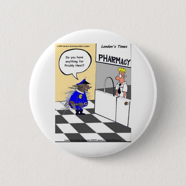 Chapa Redonda De 5 Cm Policía Porcupina Regalos divertidos Tees & Collec (Anverso)