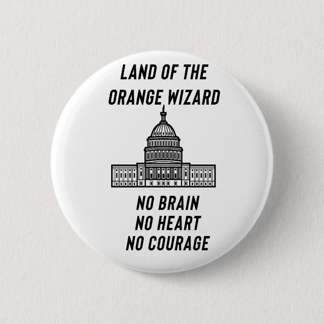 Chapa Redonda De 5 Cm Political Satire: The Orange Wizard’s Capitol (Anverso)