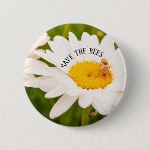 Chapa Redonda De 5 Cm Pollinator Save the Bees Daisy Flower Garden