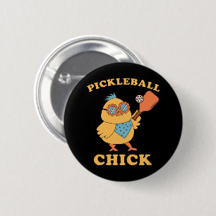 Chapa Redonda De 5 Cm Pollita de Pickleball - retro