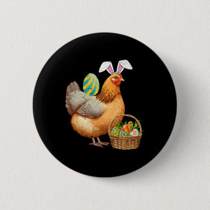 Chapa Redonda De 5 Cm Pollito Lindo Y Orejas De Conejo Huevo De Pascua D