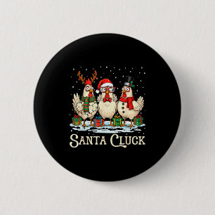 Chapa Redonda De 5 Cm Pollo Cluck de Santa Navidad Granja Animal Diverti
