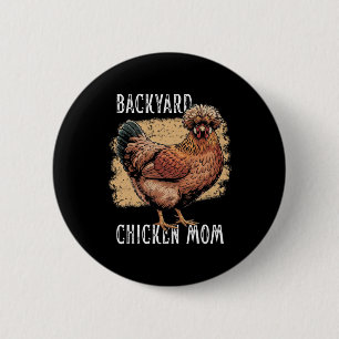 Chapa Redonda De 5 Cm Pollo de patio Diseño de gallina polaca vintage pa