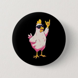 Chapa Redonda De 5 Cm Pollo Divertido Diseño Retro Caricatura Humor Avíc