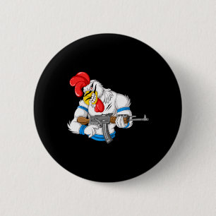Chapa Redonda De 5 Cm Pollo Enojado Caricatura Arma Gallo Divertido Arma