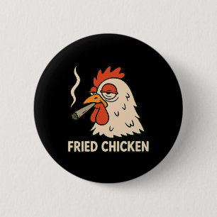 Chapa Redonda De 5 Cm Pollo Frito Fumando Marihuana Divertido Amante De