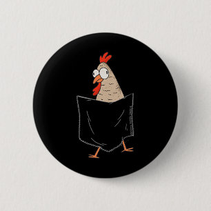 Chapa Redonda De 5 Cm Pollo Lindo Y Divertido En Un Bolsillo Falso - Pol