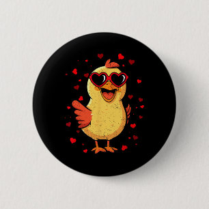Chapa Redonda De 5 Cm Pollo San Valentín Sungles Corazón Lindo Amantes