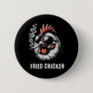 Chapa Redonda De 5 Cm Pollos Fritos Sungles Fumando Marihuana Divertida 