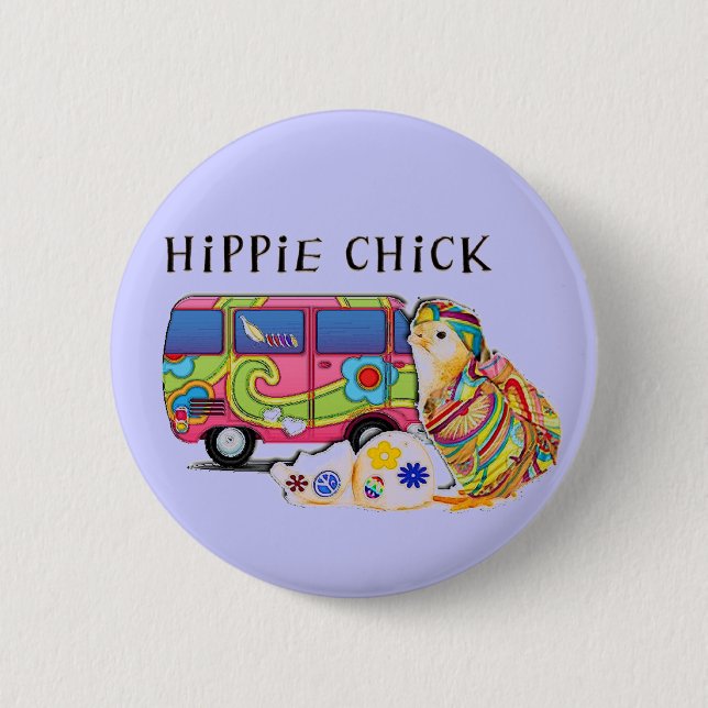 Chapa Redonda De 5 Cm Polluelo del Hippie (Anverso)