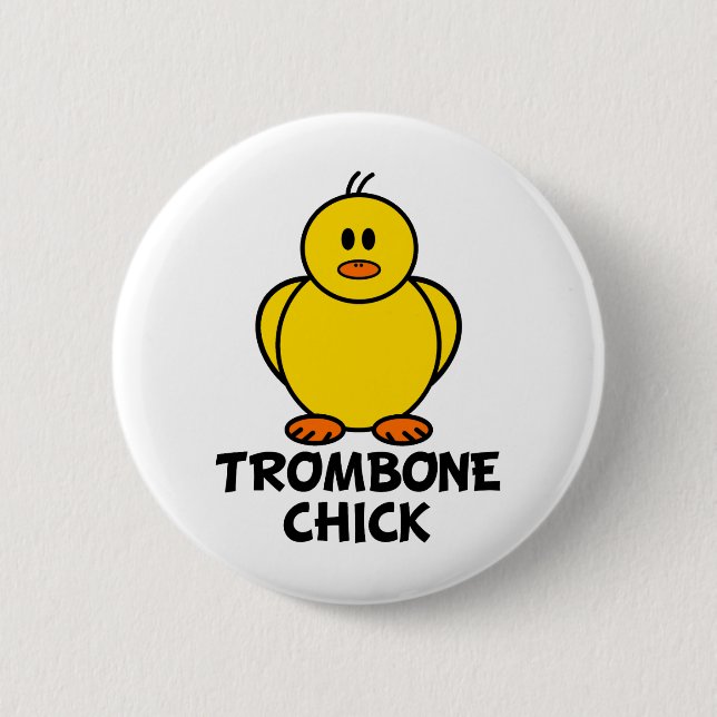Chapa Redonda De 5 Cm Polluelo del Trombone (Anverso)