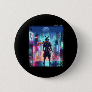 Chapa Redonda De 5 Cm Polo Eléctrico De Ninja Samurai En Ciclo Retro Jap
