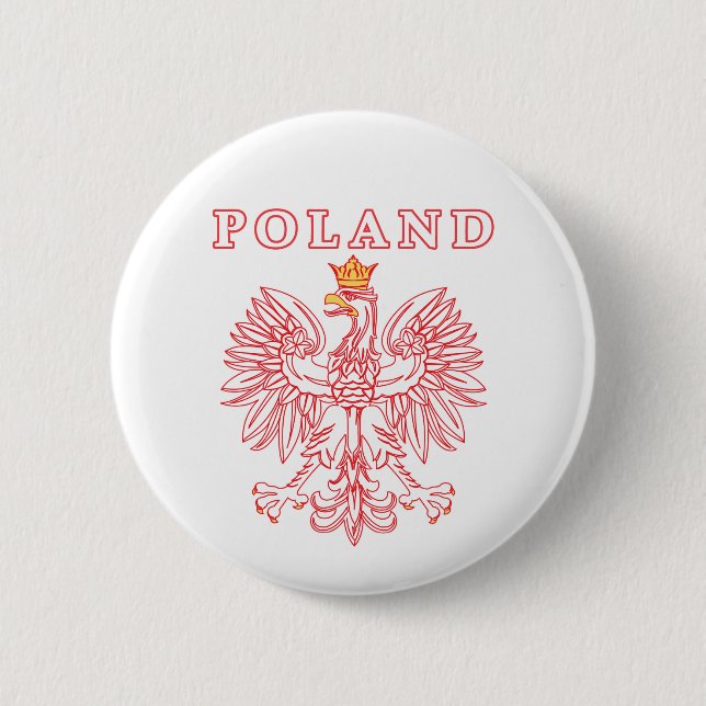 Chapa Redonda De 5 Cm Polonia Con Águila Polaca Roja (Anverso)
