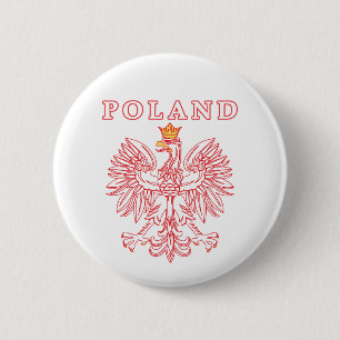 Chapa Redonda De 5 Cm Polonia Con Águila Polaca Roja