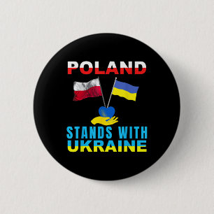Chapa Redonda De 5 Cm Polonia se pone de pie con Ucrania Bandera ucrania