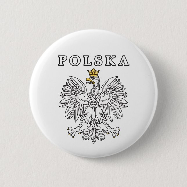 Chapa Redonda De 5 Cm Polska con águila polaca (Anverso)