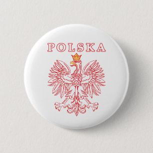 Chapa Redonda De 5 Cm Polska Con Águila Polaca Roja