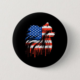 Chapa Redonda De 5 Cm Pomerania con goteo de pintura bandera estadounide