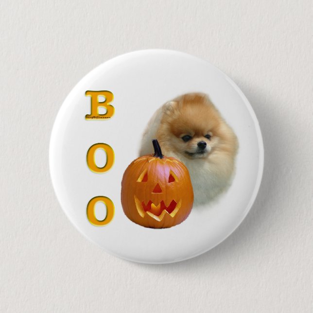 Chapa Redonda De 5 Cm Pomeranian Boo (Anverso)
