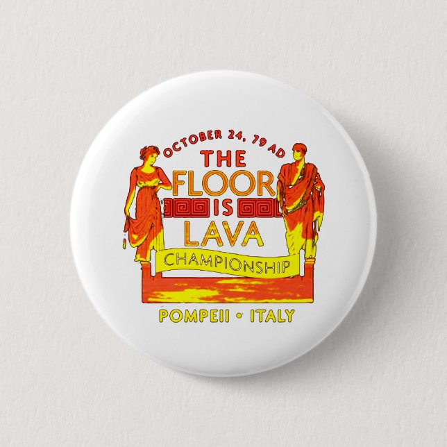 Chapa Redonda De 5 Cm Pompeya Floor es el Campeonato de Lava (Anverso)
