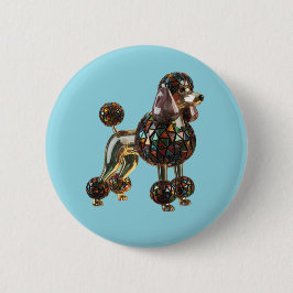Chapa Redonda De 5 Cm Poodle Stained Glass Button