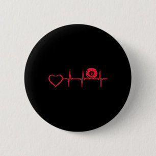 Chapa Redonda De 5 Cm Pool Billiard Heartbeat Heart - Billiard de 8 bill
