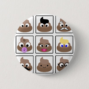 Chapa Redonda De 5 Cm Poop Many Faces