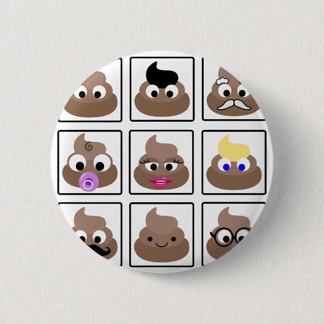 Chapa Redonda De 5 Cm Poop Many Faces (Anverso)