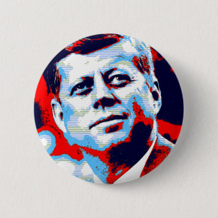 Chapa Redonda De 5 Cm Pop Art JFK John F. Kennedy Blue