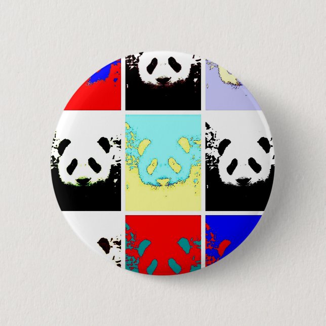 Chapa Redonda De 5 Cm Pop Art Panda (Anverso)
