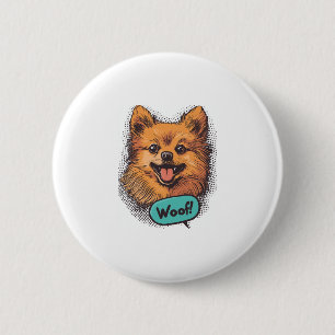 Chapa Redonda De 5 Cm Pop Art Pomeranian � Perro cómico retro