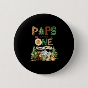 Chapa Redonda De 5 Cm Pops del feliz campista cumpleaños 1 camping