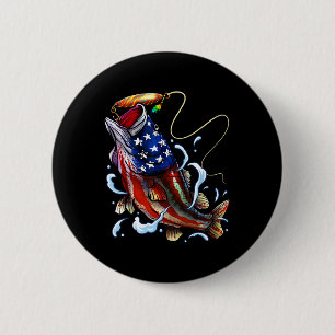 Chapa Redonda De 5 Cm Por Byss Pesca Pescado Bandera Americana Papá Padr