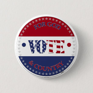 Chapa Redonda De 5 Cm Por Dios y por el país VOTO de la bandera de EE.UU