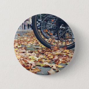 Chapa Redonda De 5 Cm "Por el amor a las bicicletas... y otoño"