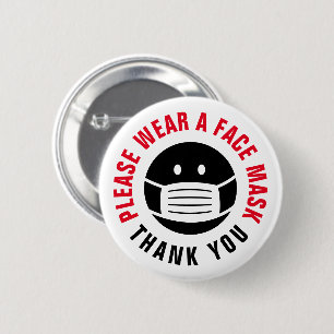 Chapa Redonda De 5 Cm Por favor, lleve una cubierta de máscara facial r