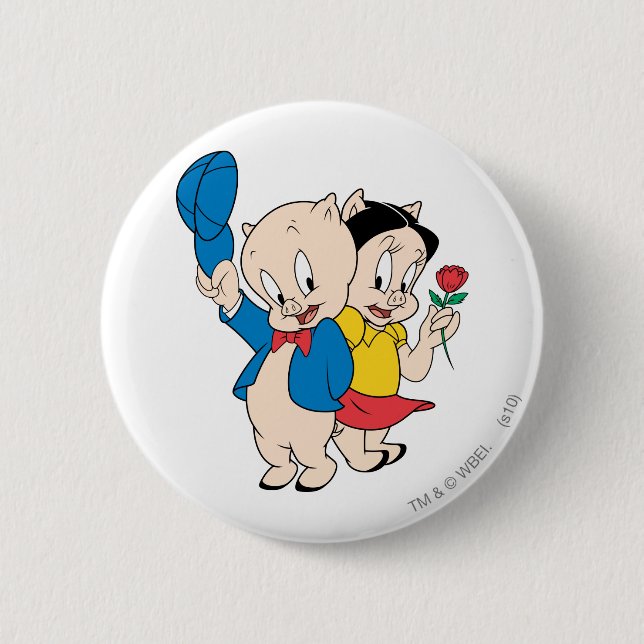 Chapa Redonda De 5 Cm Porky Pig and Petunia (Anverso)