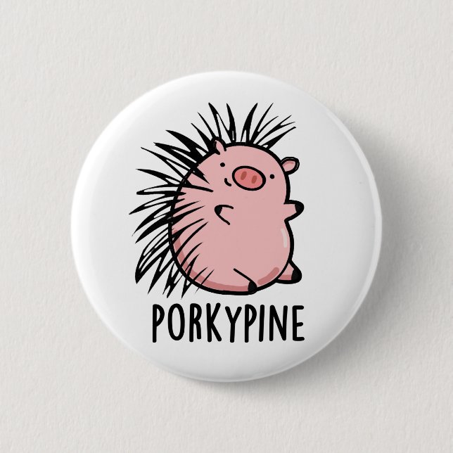 Chapa Redonda De 5 Cm Porky-pine Cute Porcupine Pig Pun (Anverso)
