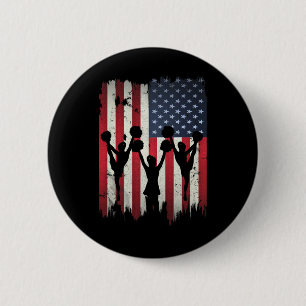 Chapa Redonda De 5 Cm Porristas Usa Bandera Americana 4 De Julio Porrist